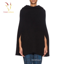 Femmes mode capuche laine tricoté Poncho